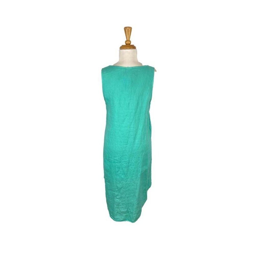 Pure Match M Green Linen Tunic Lagenlook HiLo Layered Art To Wear ~Boutique~ - Picture 4 of 7